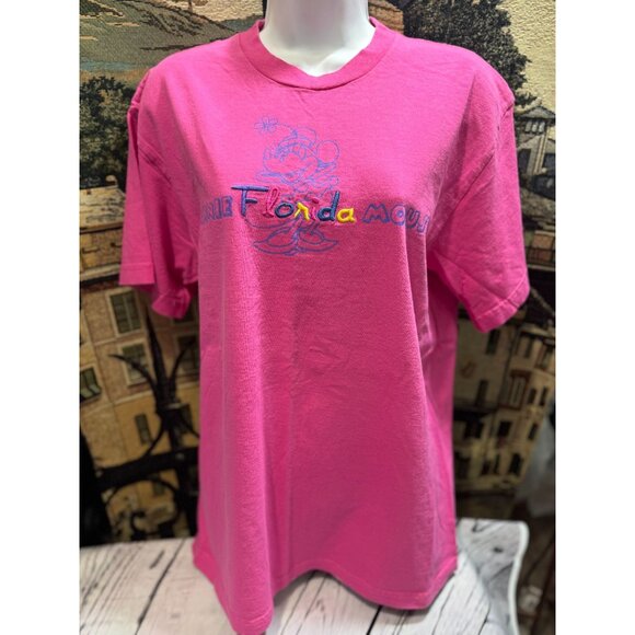 Disney Women's Minnie Mouse Florida Embroidered Graphic Pink T-Shirt - Picture 13 of 15